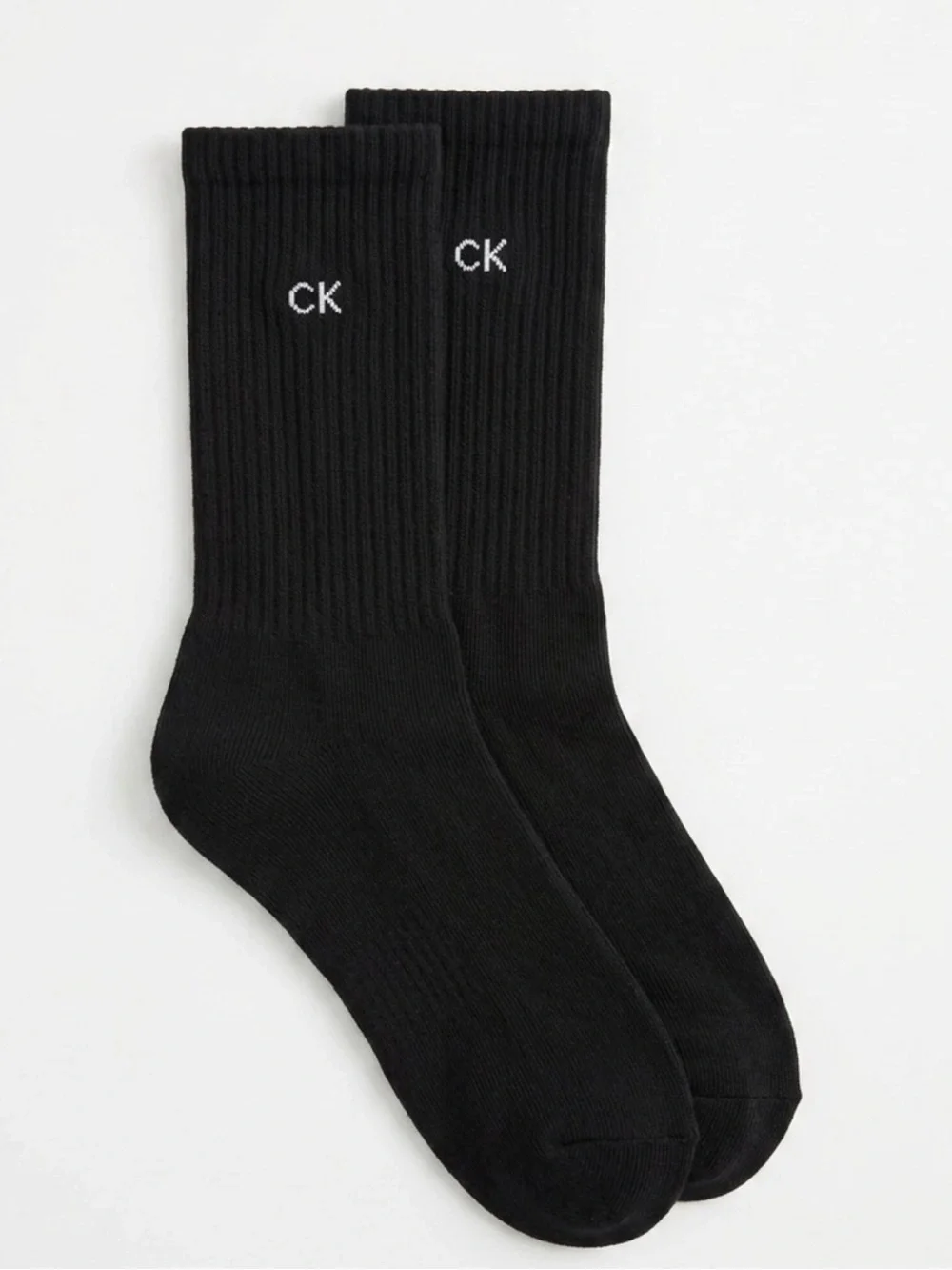 Calvin Klein Black Crew Socks Unisex CK Logo Soft Cotton Blend OSFM